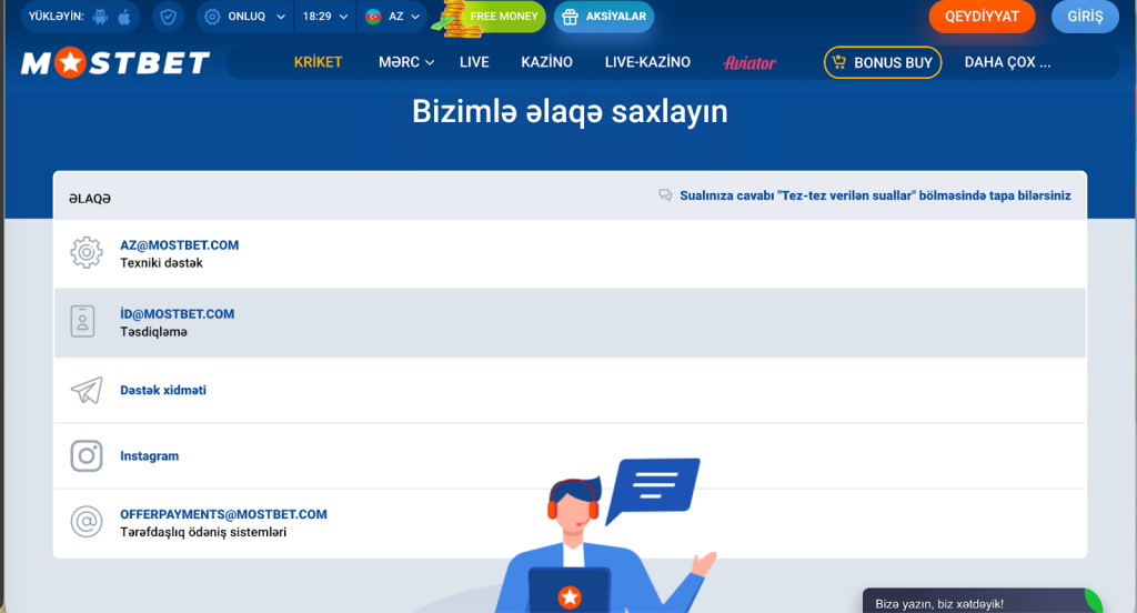 24/7 işləyən müştəri dəstəyi sorğularınızı dərhal cavablayır