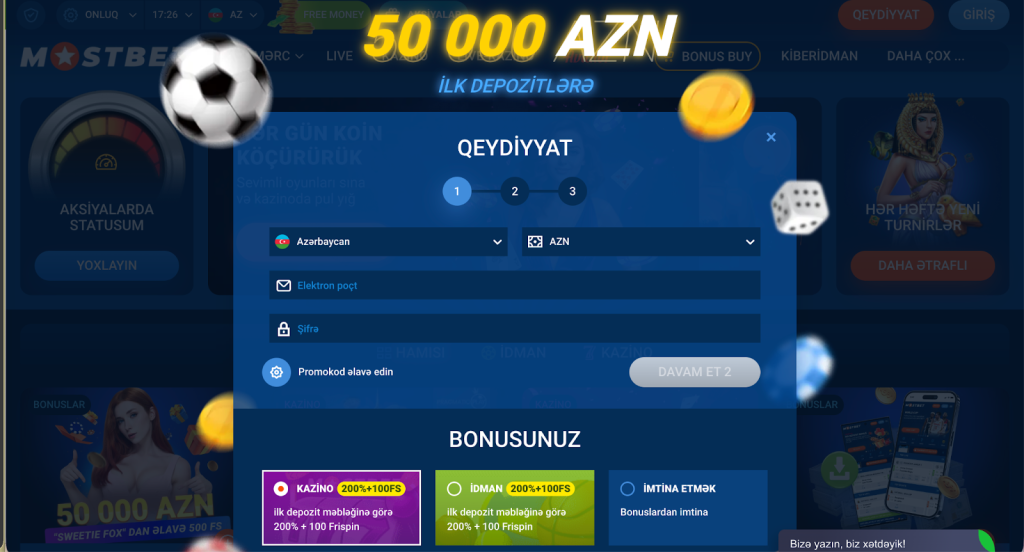 Yeni istifadəçiləri 50 000 AZN qarşılama bonusu + 500 FS gözləyir